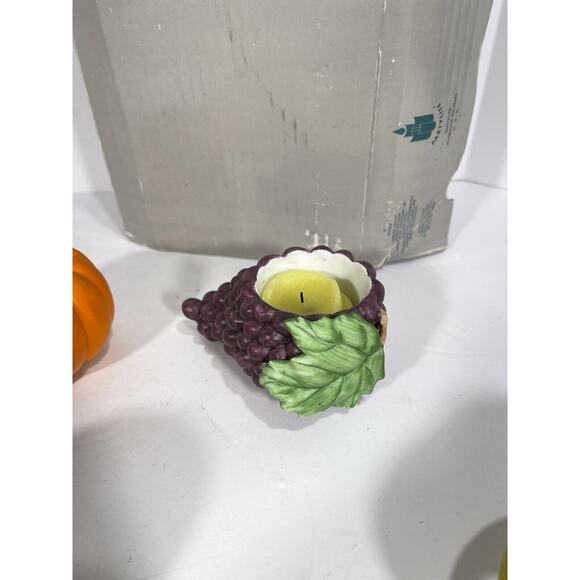 Partylite Harvest Medley Votive Tea Light Holders 5 Fall Fruits Vegg + Candles‎ - Picture 9 of 12
